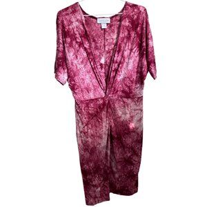 Curvy Girl tie dye pink red stretch dress 2X